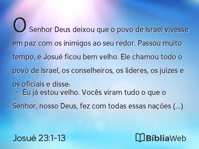 Josué 23:1-13 em imagem para compartilhar