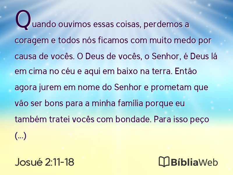 Josué 2:11-18 em imagem para compartilhar
