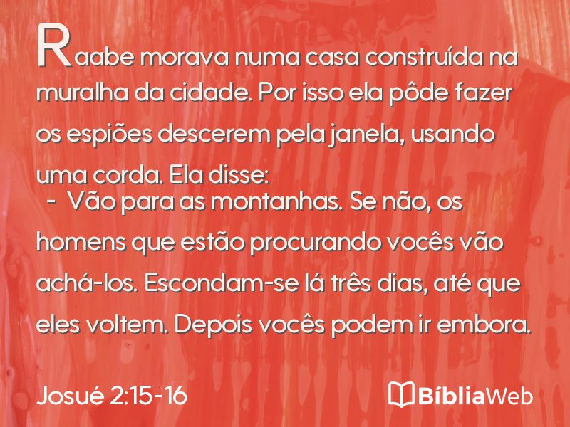 Josué 2:15-16 em imagem para compartilhar