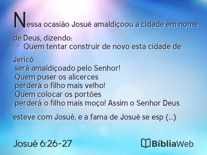 Josué 6:26-27 em imagem para compartilhar