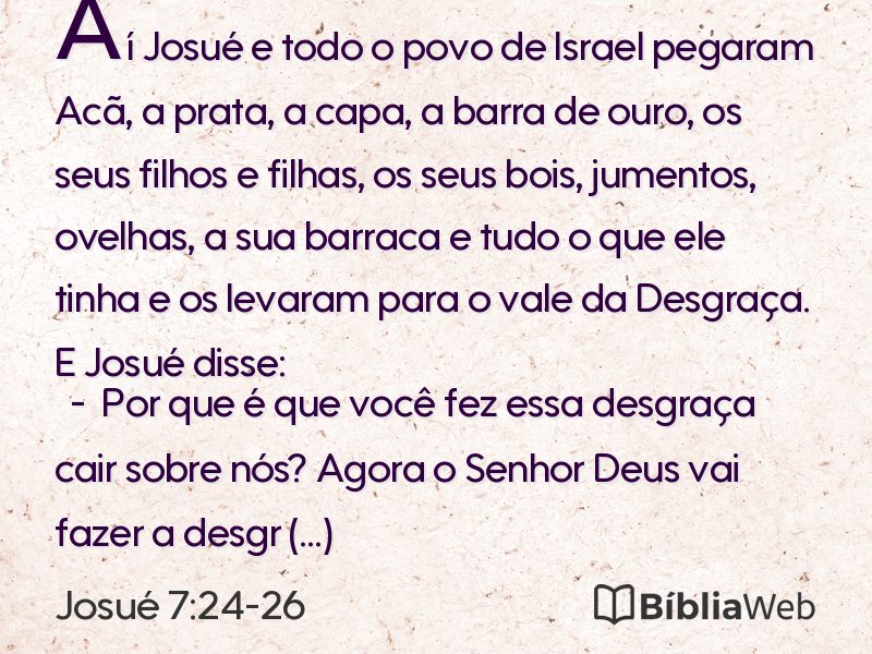 Josué 7:24-26 em imagem para compartilhar