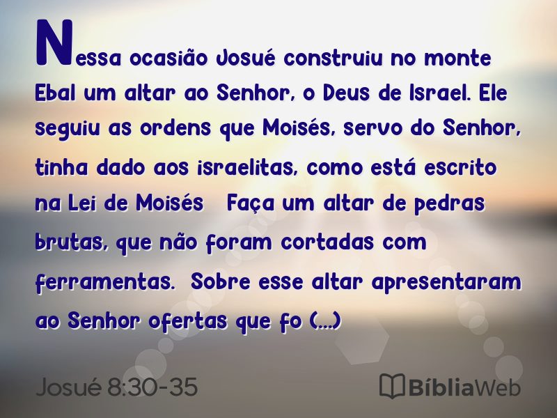Josué 8:30-35 em imagem para compartilhar