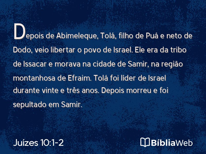 Juízes 10:1-2 em imagem para compartilhar