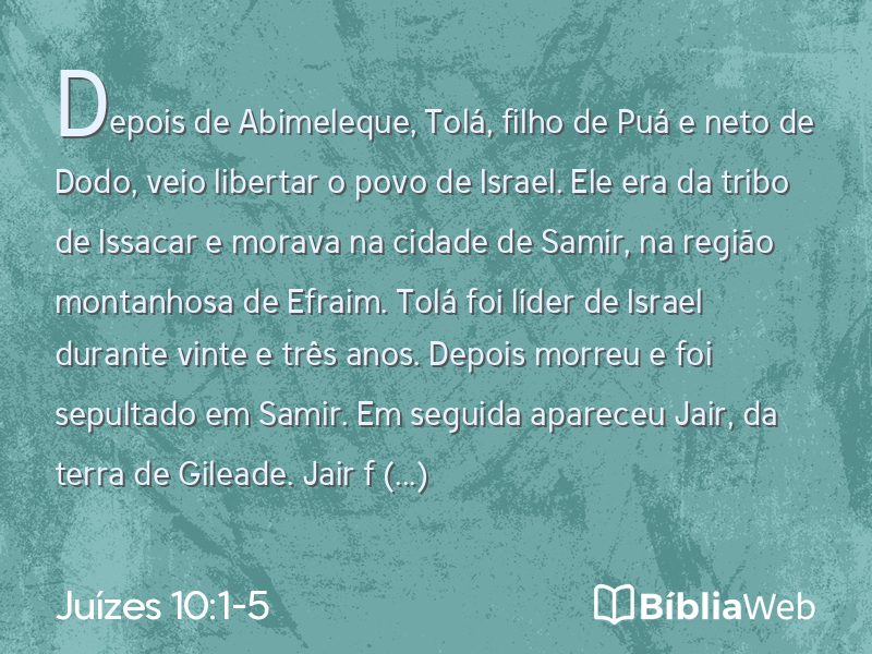 Juízes 10:1-5 em imagem para compartilhar