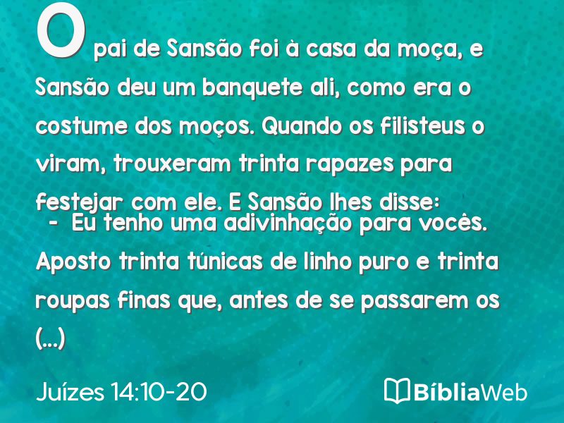 Juízes 14:10-20 em imagem para compartilhar