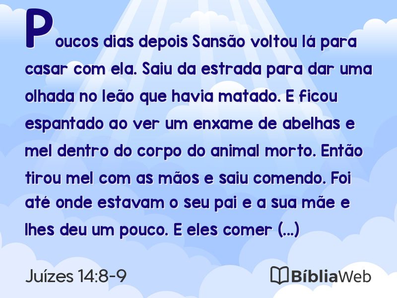 Juízes 14:8-9 em imagem para compartilhar
