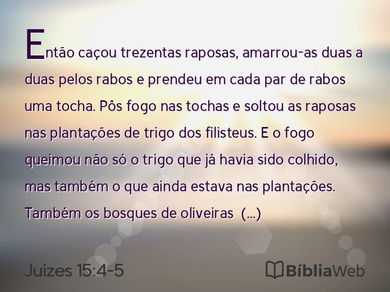 Juízes 15:4-5 em imagem para compartilhar