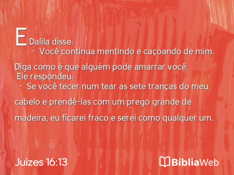 Juízes 16:13 em imagem para compartilhar