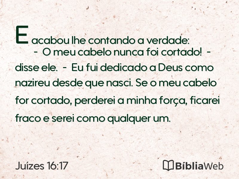 Juízes 16:17 em imagem para compartilhar