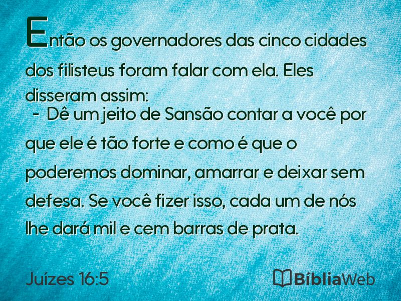 Juízes 16:5 em imagem para compartilhar