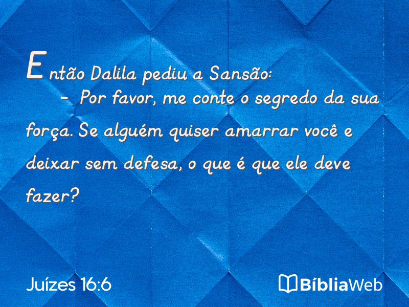 Juízes 16:6 em imagem para compartilhar