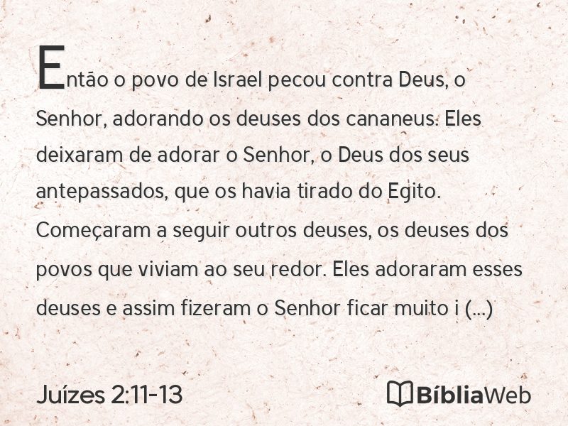 Juízes 2:11-13 em imagem para compartilhar