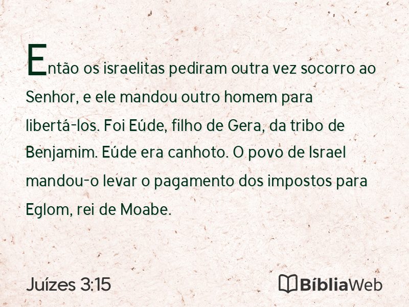 Juízes 3:15 em imagem para compartilhar