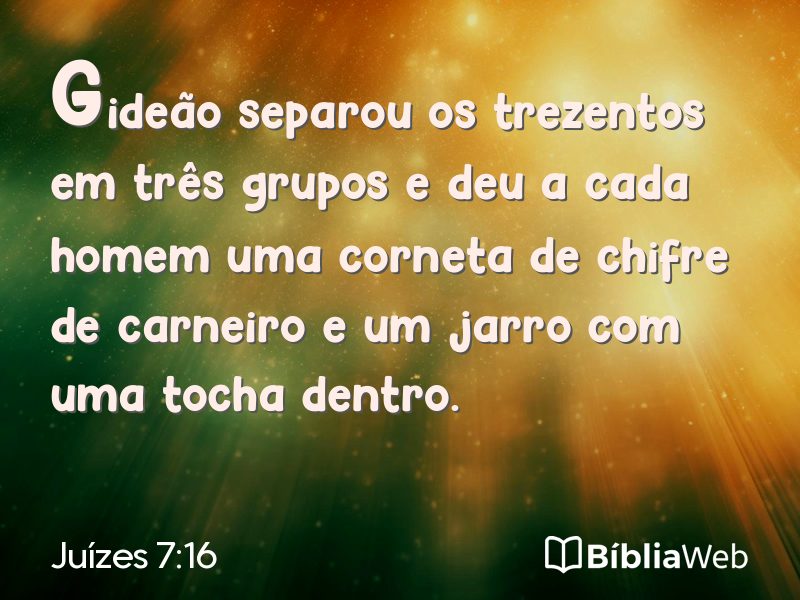 Juízes 7:16 em imagem para compartilhar