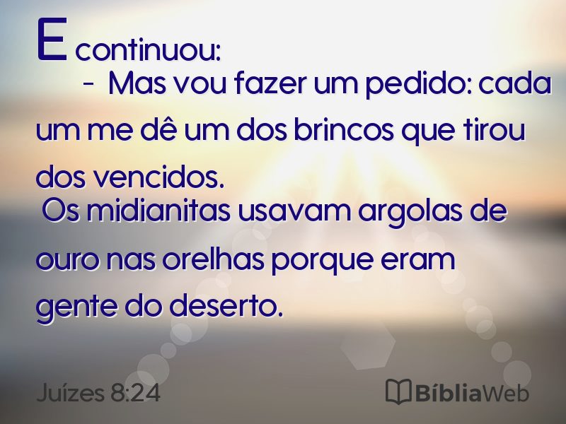 Juízes 8:24 em imagem para compartilhar