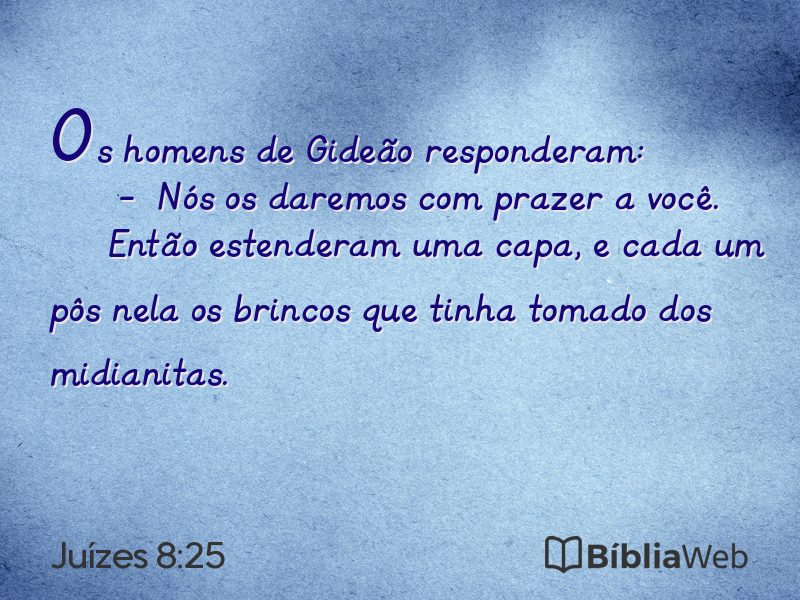 Juízes 8:25 em imagem para compartilhar