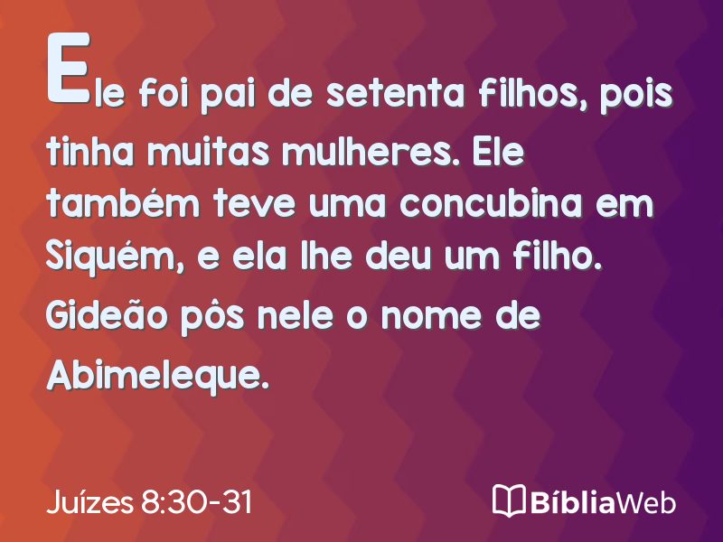 Juízes 8:30-31 em imagem para compartilhar