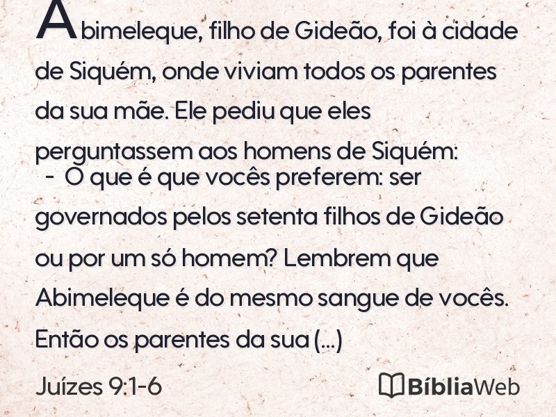 Juízes 9:1-6 em imagem para compartilhar