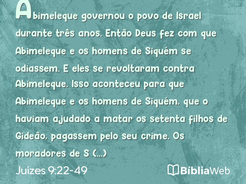 Juízes 9:22-49 em imagem para compartilhar