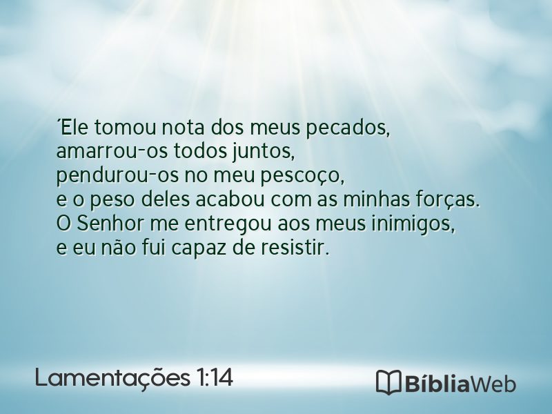 Lamentações 1:14 em imagem para compartilhar