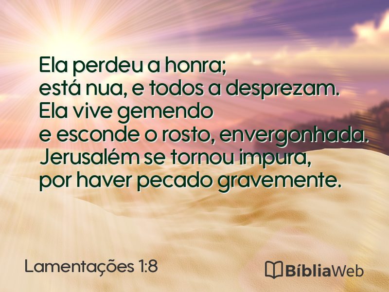 Lamentações 1:8 em imagem para compartilhar