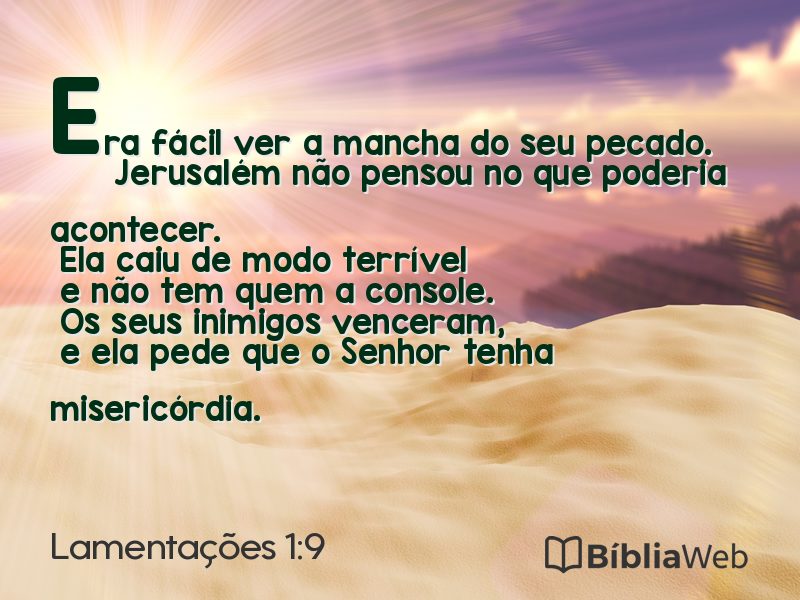 Lamentações 1:9 em imagem para compartilhar