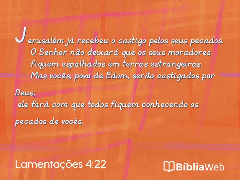Lamentações 4:22 em imagem para compartilhar