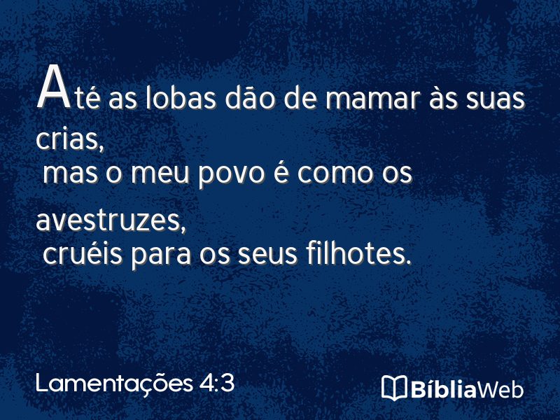 Lamentações 4:3 em imagem para compartilhar