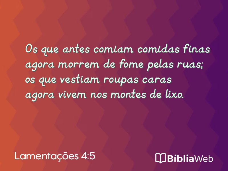 Lamentações 4:5 em imagem para compartilhar