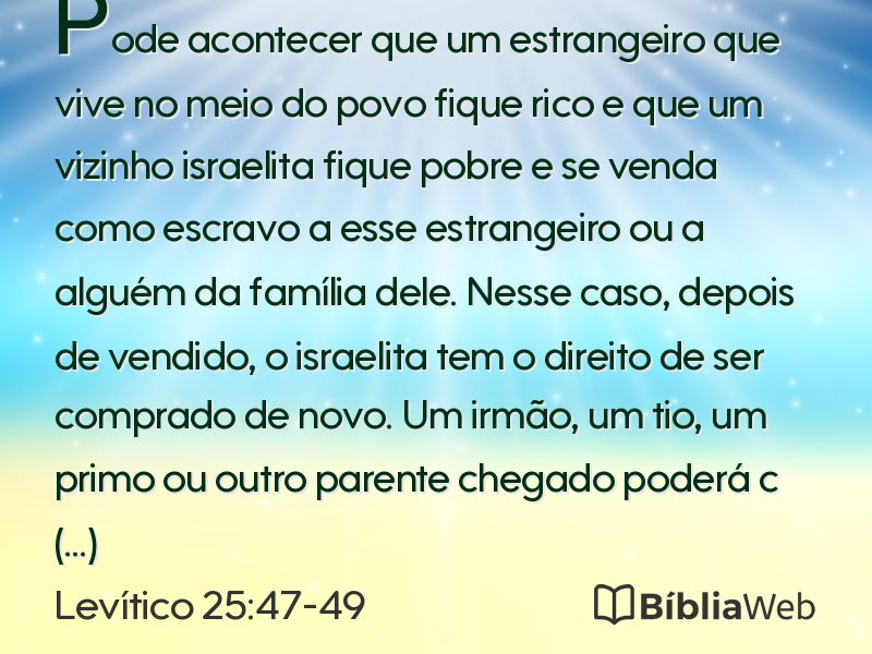 Levítico 25:47-49 em imagem para compartilhar