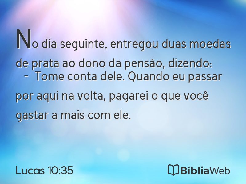 Lucas 10:35 em imagem para compartilhar