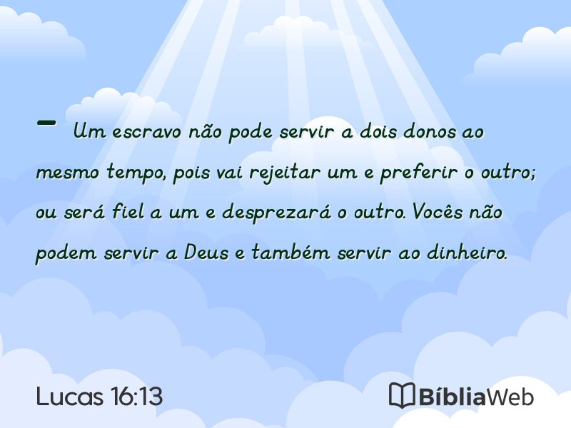Lucas 16:13 em imagem para compartilhar