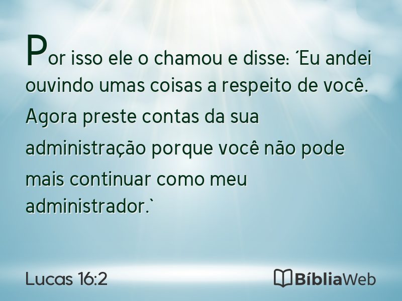 Lucas 16:2 em imagem para compartilhar