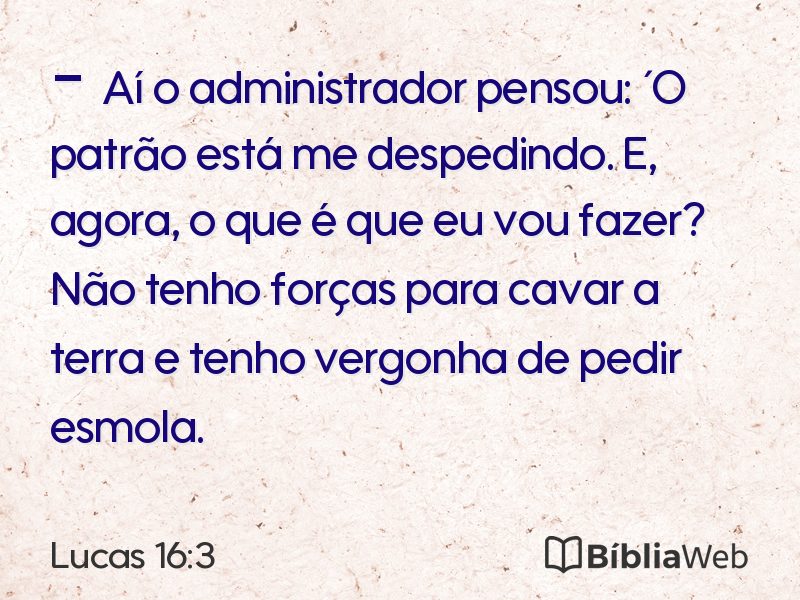 Lucas 16:3 em imagem para compartilhar