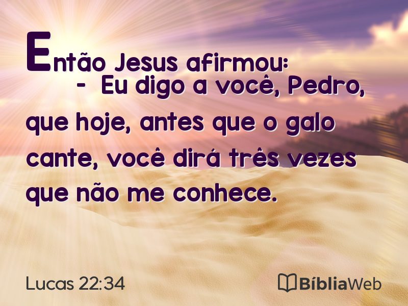 Lucas 22:34 em imagem para compartilhar