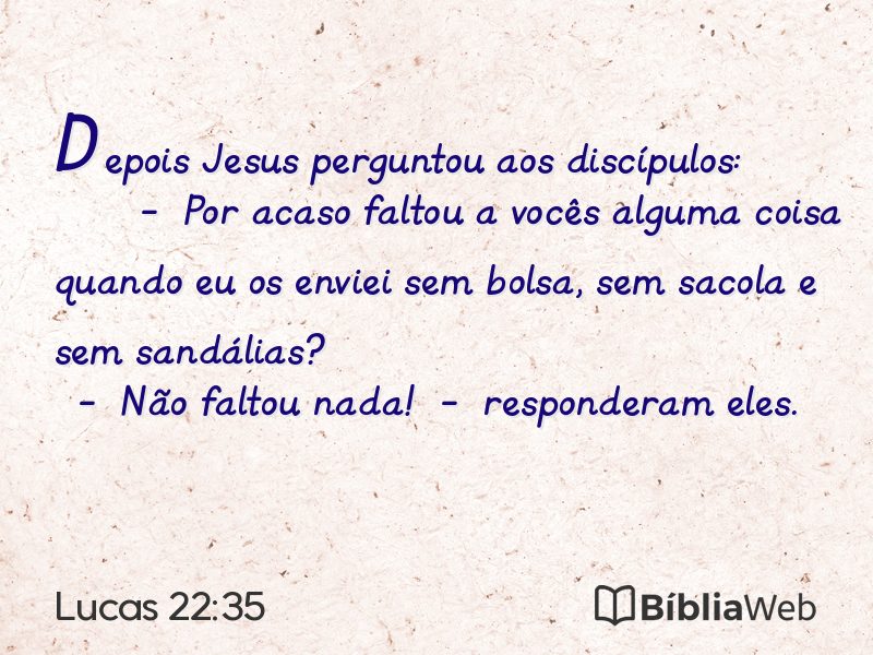 Lucas 22:35 em imagem para compartilhar