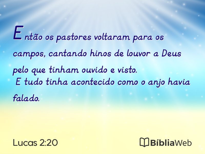 Lucas 2:20 em imagem para compartilhar