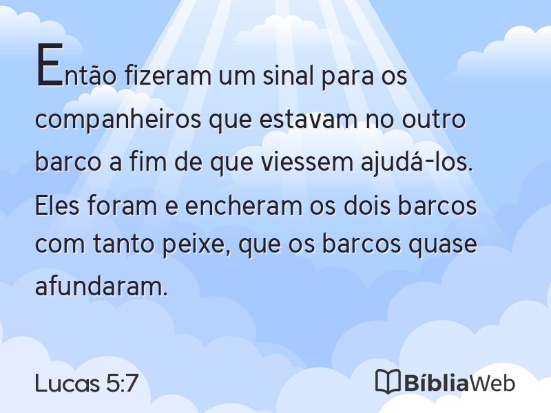 Lucas 5:7 em imagem para compartilhar