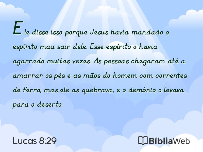 Lucas 8:29 em imagem para compartilhar