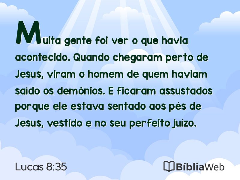 Lucas 8:35 em imagem para compartilhar