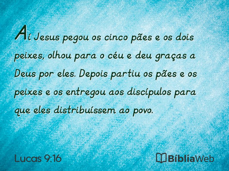 Lucas 9:16 em imagem para compartilhar