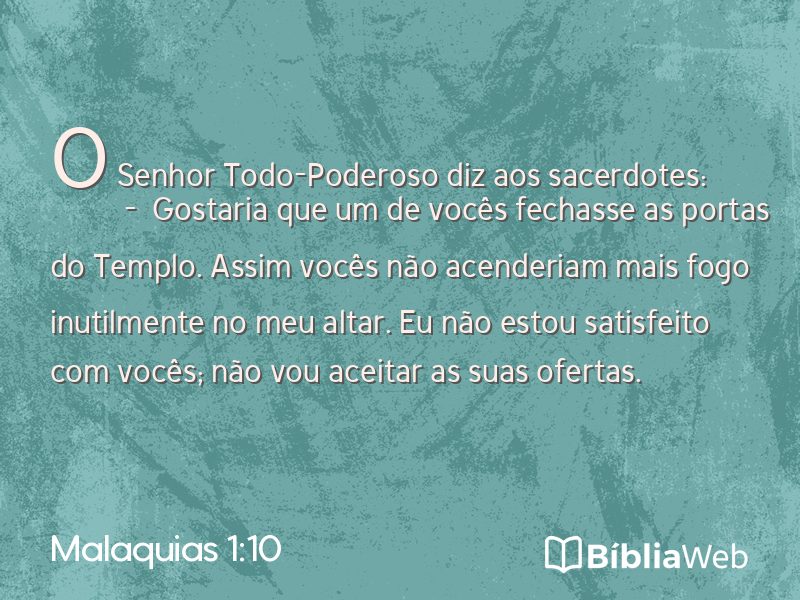 Malaquias 1:10 em imagem para compartilhar