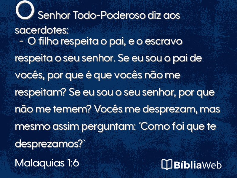 Malaquias 1:6 em imagem para compartilhar