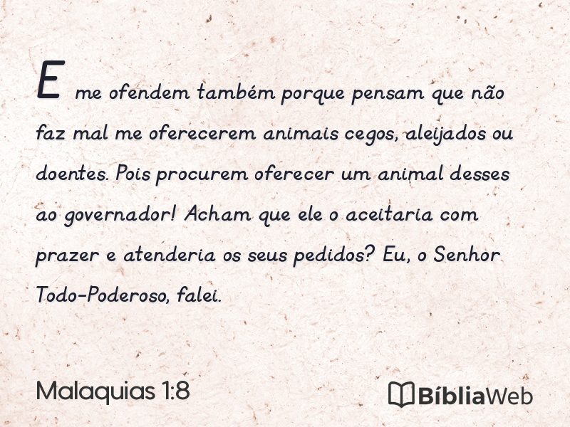 Malaquias 1:8 em imagem para compartilhar