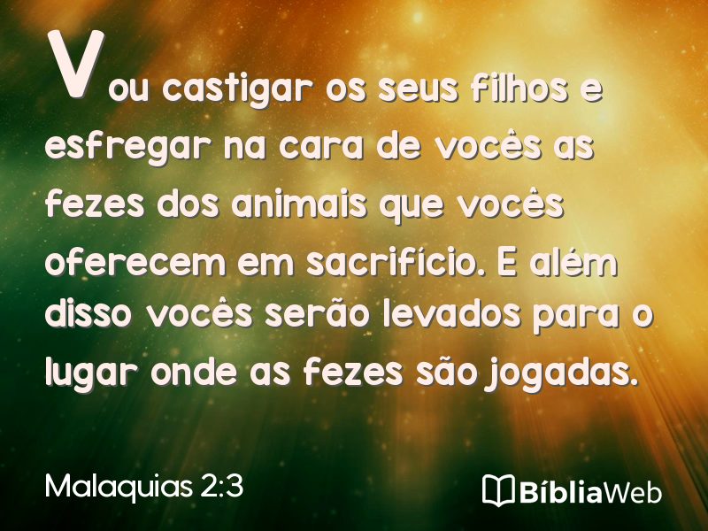 Malaquias 2:3 em imagem para compartilhar