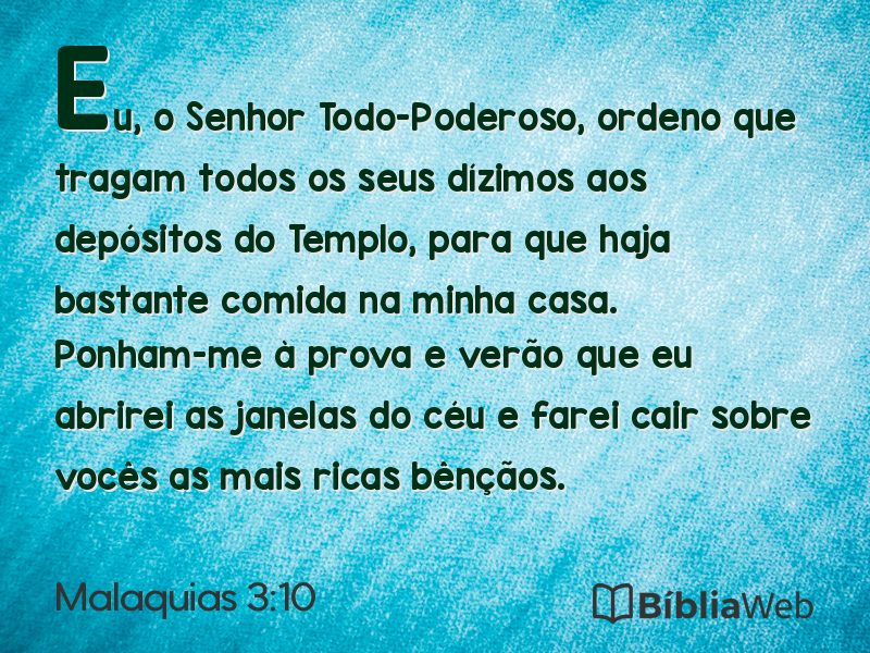 Malaquias 3:10 em imagem para compartilhar