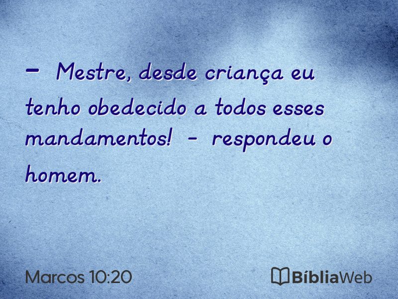 Marcos 10:20 em imagem para compartilhar