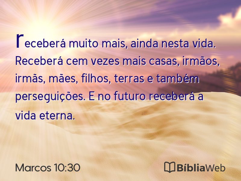 Marcos 10:30 em imagem para compartilhar