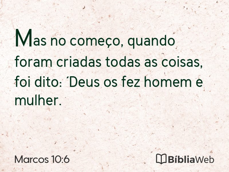 Marcos 10:6 em imagem para compartilhar