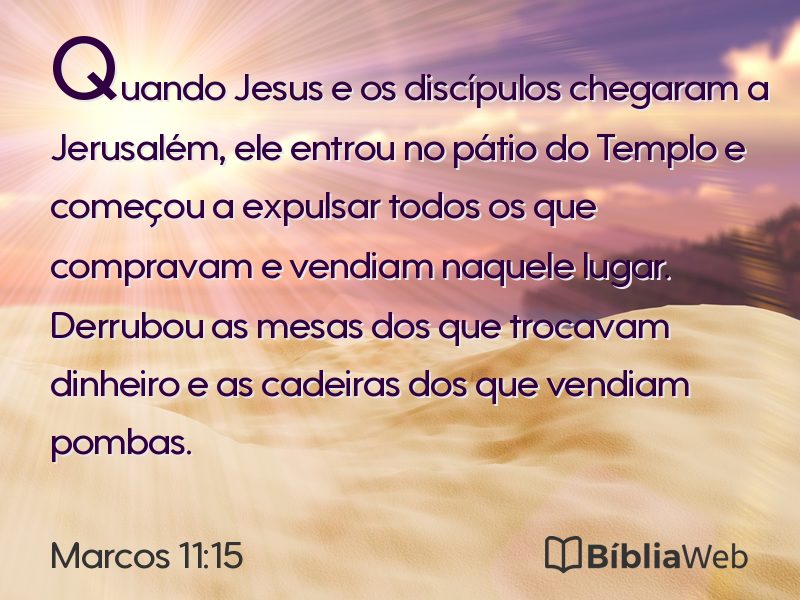 Marcos 11:15 em imagem para compartilhar